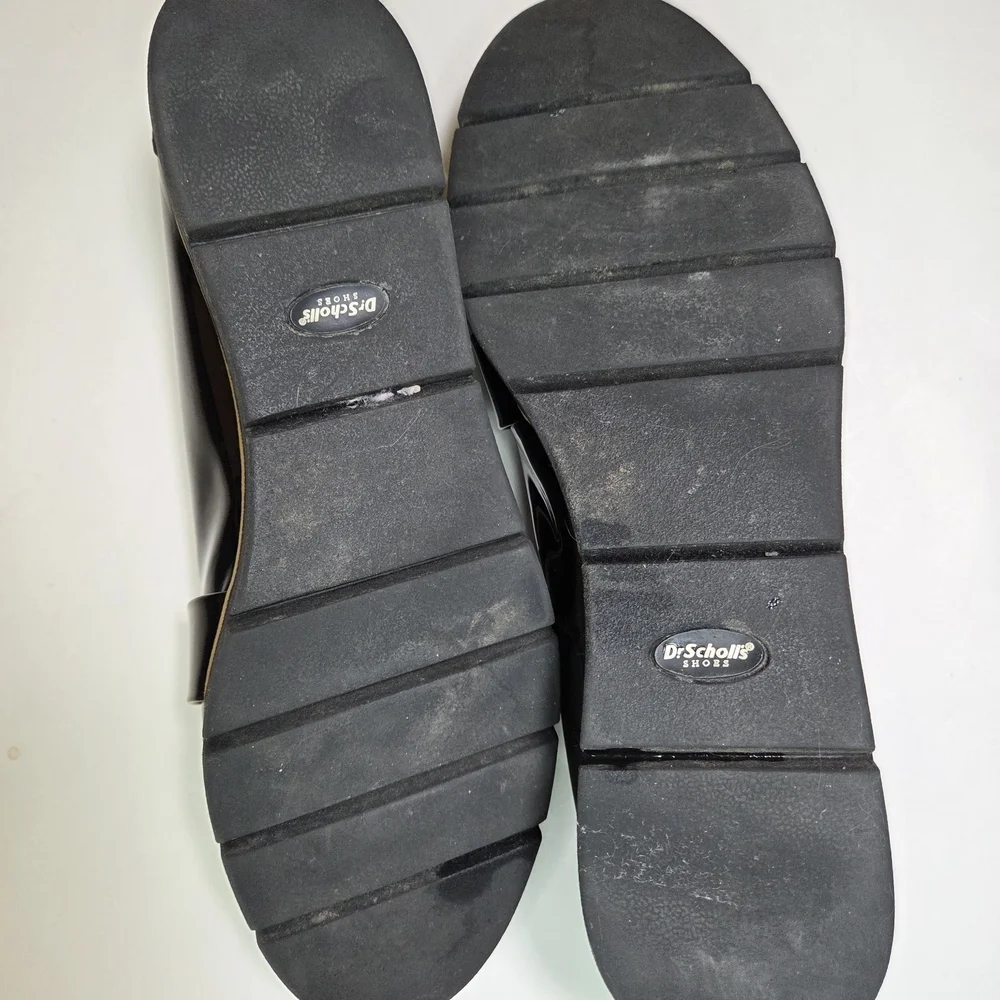 Dr. Scholl's Black Suede Patent Leather Slip On Flat Wedge Women's 9.5 Shoe B1 - Picture 6 of 7